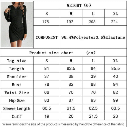 Women's Crew Neck Casual Mini Dress Long Sleeve Bodycon Ruched Club Dresses