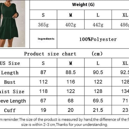 Women's V-Neck Long Sleeve Short Dress Waist Tie Ruffle A Line Swing Mini Dresses