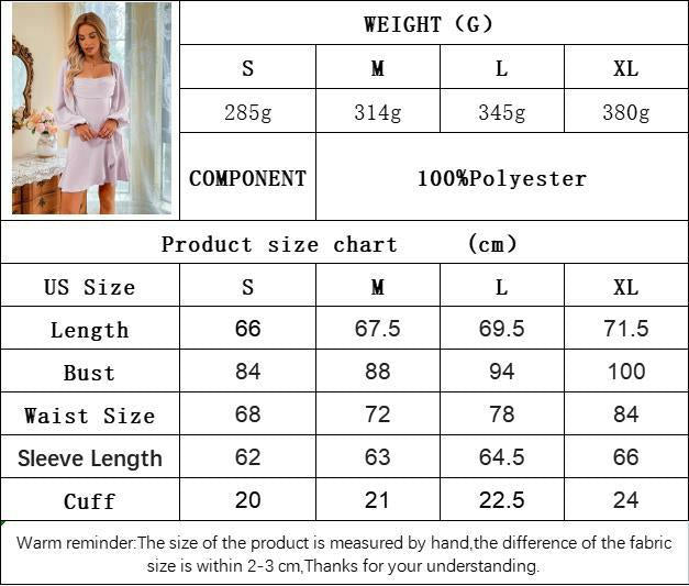 Womens Square Neck Puff Long Sleeve Dresses Sexy Ruffle A-Line Mini Dress