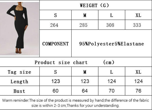 Long Sleeve Square Neck Maxi Dress for Women Elegant Split Cocktail Club Party Dresses