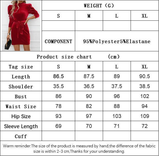 Women's Mock Neck Dresses Tie Waist Puff Long Sleeve Velvet Bodycon Mini Dress