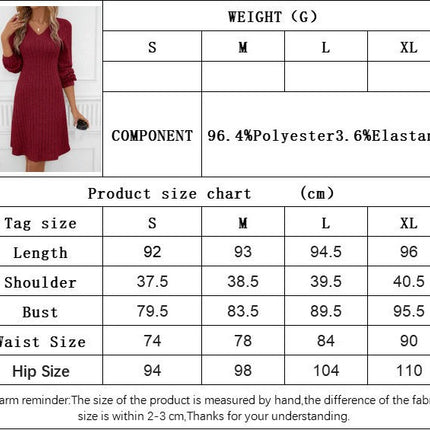 Women's Fall Slim Fit Ribbed knit Dress Long Sleeve V Neck Midi Dresses