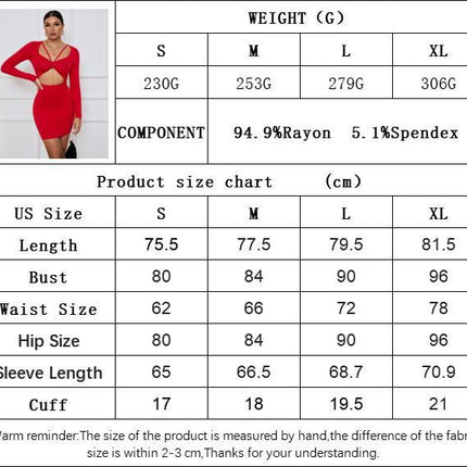Women's Sexy Bodycon Deep V Neck Long Sleeve Cut Out Club Party Mini Dress
