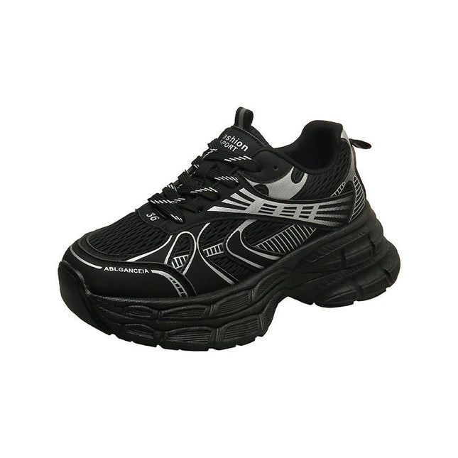 Women's Platform Chunky Fashion Sneakers Walking Lace-Up Comfortable Shoes