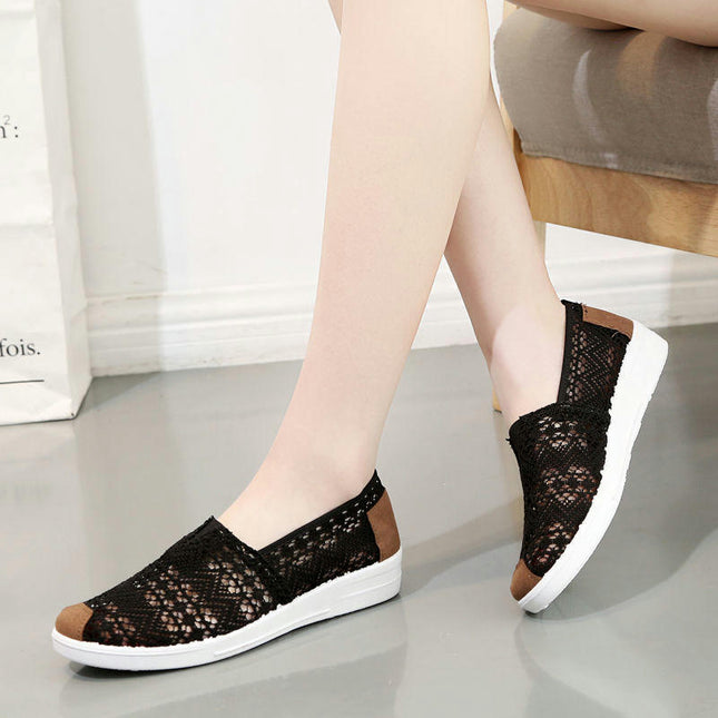 Women's Comfortable Breathable Hollow Slip-On Soft Platform Casual Shoes