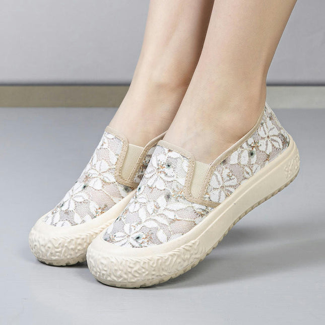 Womens Shoes Slip On Round Toe Fashion Breathable Walking Shoes