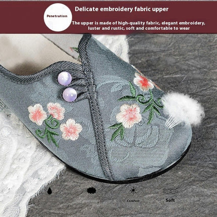 Slip On Flats Shoes for Women Round Toe Wide Chinese Style Comfortable Shoes