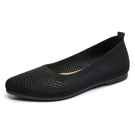 Ladies Casual Mesh Breathable Shallow Mouth Pointed Toe Flat Shoes Slip On Casual Shoes