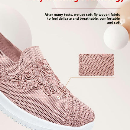 Women's Woven Breathable Soft Go Walking Slip On Hands Free Shoes Arch Support