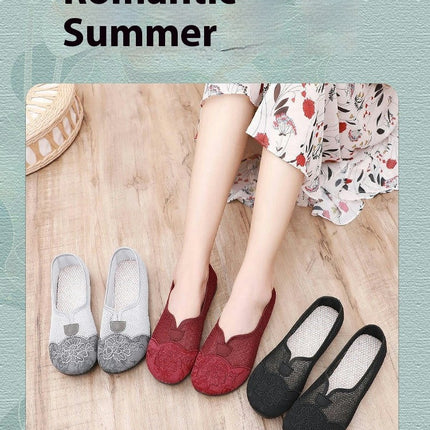 Women's Flat Shoes Round Toe Slip On Walking Flats Shoes for Comfort Soft Low Wedge