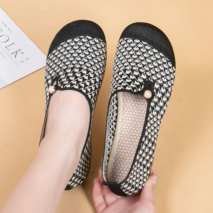 Women's Lightweight Flats Mesh Knitted Round Toe Slip On Flat Shoes
