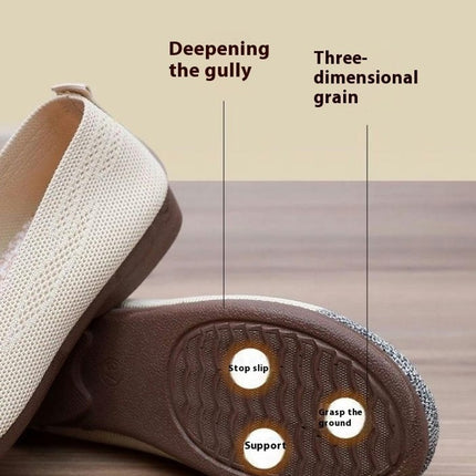 Women's Wide Width Flats Shoes Fashion Casual Comfortable Knitted Slip On Shoes