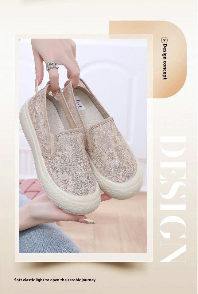 Women's Breathable Shoes Flat Bottom Casual Comfortable Slip On Shoes