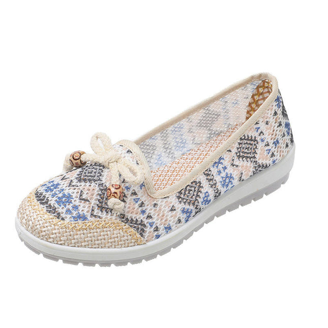 Comfortable Casual Breathable Round Flat Shoes Slip On Women