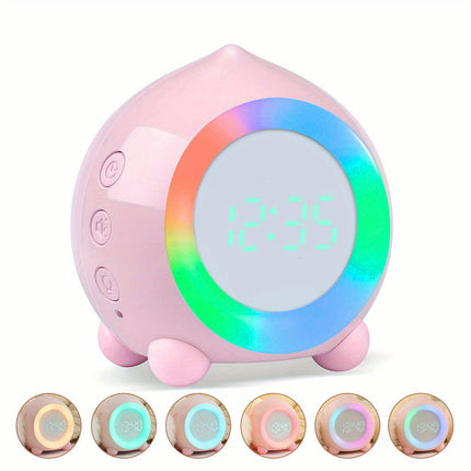 Desk Alarm Clock LED Display Sleep Training Peach Shape Night Lights Clock