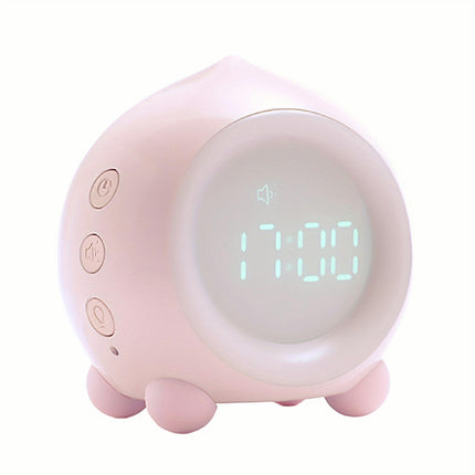 Desk Alarm Clock LED Display Sleep Training Peach Shape Night Lights Clock