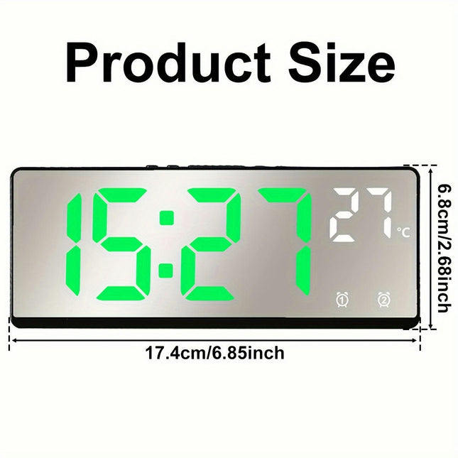 Alarm Clock With Adjustable Brightness And Volume LED Mirror Electronic Clocks Digital Alarm Clock