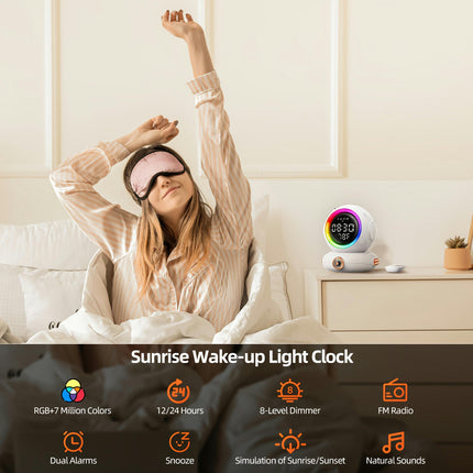 1pc Wake-Up Light Alarm Clock With Dual Alarms, FM Radio, Snooze Function, Brightness Levels