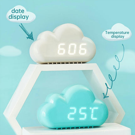 Cloud-Shaped Alarm Clock with LED Display,Voice Control and Temperature Display-Battery & USB Powered