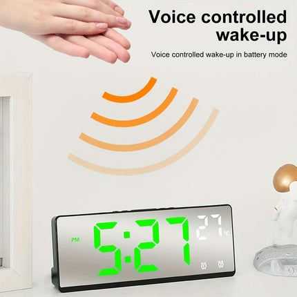 Digital Alarm Clock with Adjustable Brightness LED Mirror Electronic Clocks for Bedroom Bedside