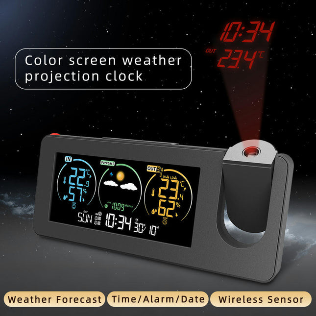 Weather Forecast Temperature and Humidity Color Screen Digital Alarm Clock Electronic Projection Clock