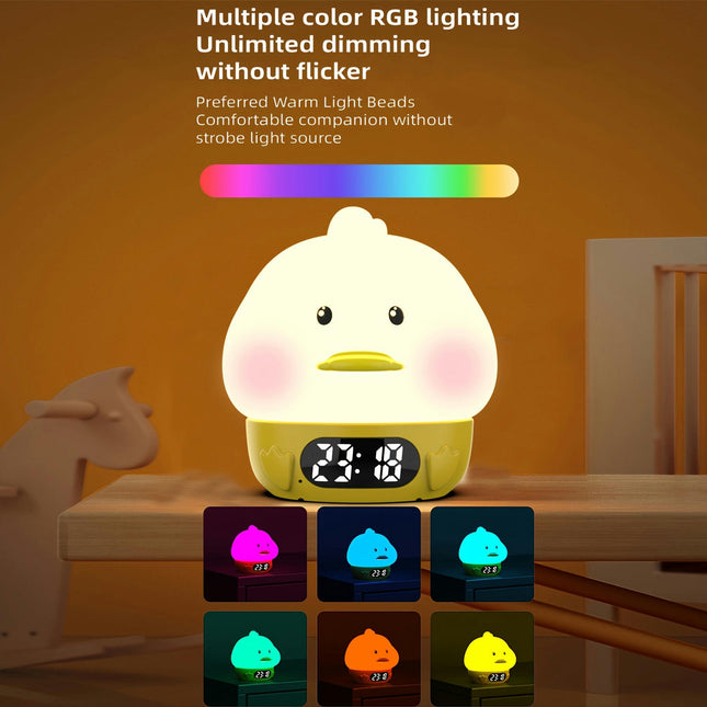 1PC Pat ight with Smart Dual Alarm Clock, Clock  Bedroom Night Light Alarm Clock Gift for Kids