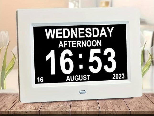 7 Inch Digital Clock With Day And Date For Elderly Clock Large Font Digital Alarm Clock