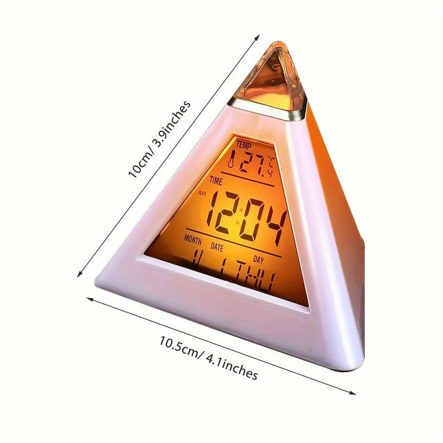 LED Digital Alarm Clock Pyramid Alarm Clock Night Light Desk Clock Desktop Clock For Bedroom Office