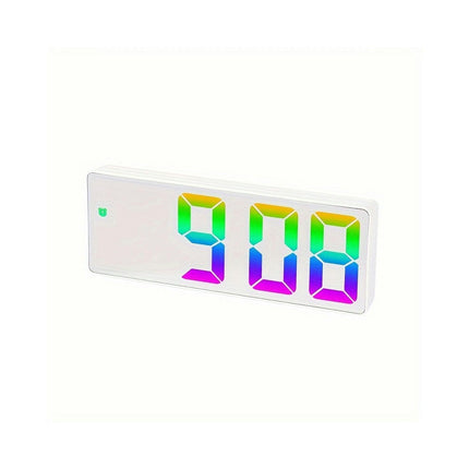LED Mirror Alarm Clock For Smart Digital Electronic Screen, Temperature Gauge, Noiseless Energy-Efficient