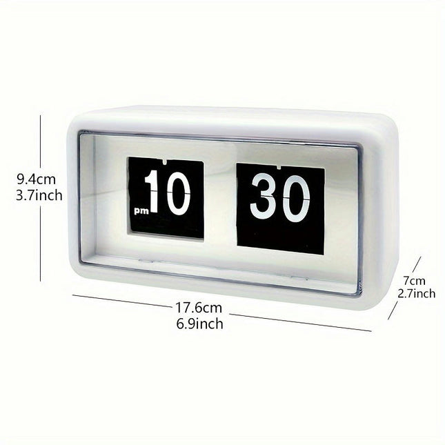 Silent Vintage Flip-Page Desk Clock With Calendar-Automatic Timepiece For Home & Office Decor