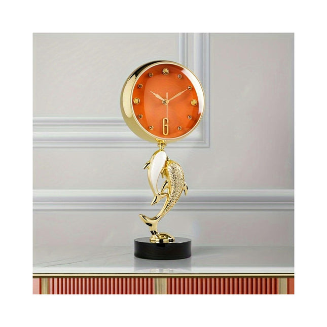 Dolphin Design Silent Desk & Shelf Clock With Irregular Shape Decorative Office And Home Table Clock