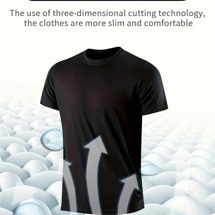 5pcs Men's Comfy T-shirt, Solid Color Short Sleeve Tee, Breathable Quick-Dry Top For Sport & Casual