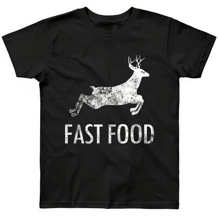 Funny Joke Hunting Shirt - Men's Front Printed Short Sleeve T-Shirt Top - Fast Food Deer
