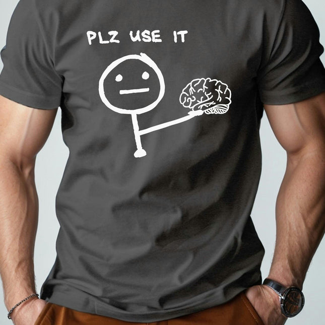 PLZ USE IT Cotton Men's Tshirt Somfort Fit Casual Top Crewneck T-shirt