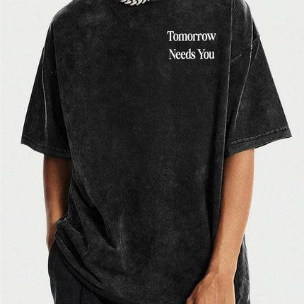 1 piece Pure Cotton Vintage T-shirt, Short Sleeved Round Neck T-shirt,Suitable for Summer Wearing T-shirt