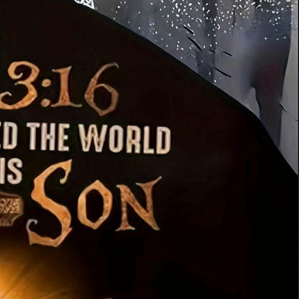 Men's Casual Black T-Shirt with John 3:16 Verse and Cross Design, Everyday Comfort Tee