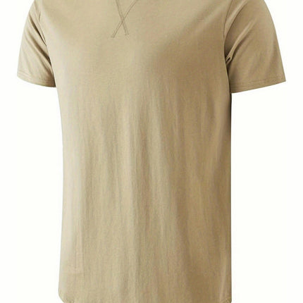 3pcs Men's Casual Sports Top Lightweight Round Neck Cotton T-shirt Short Sleeved Top
