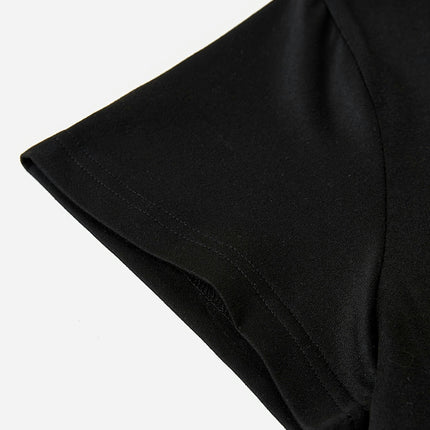 Letter Printed T-shirt Men's Casual Summer and Autumn Slightly Elastic Round Neck T-shirt