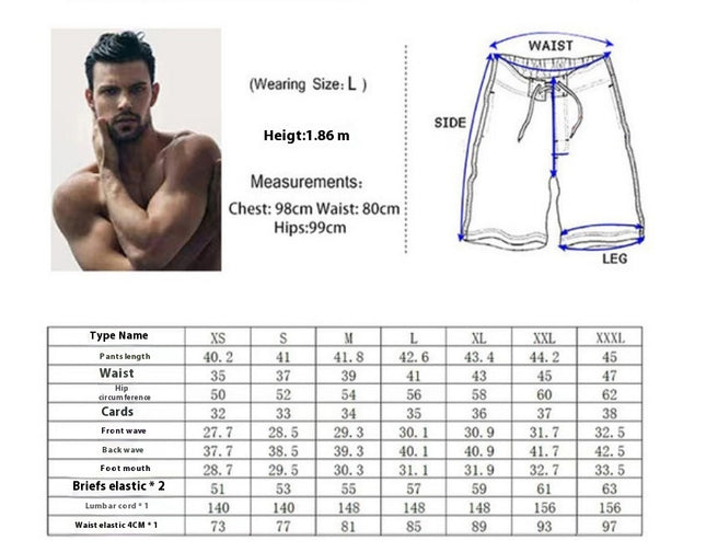 Geometric Board Shorts - Men's Drawstring Casual Shorts for Summer Beach and Sports Wear