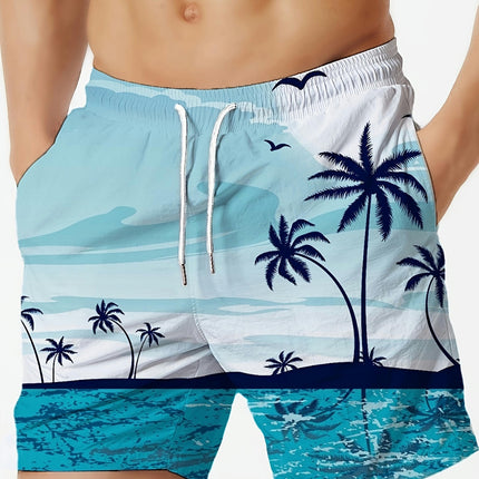 Mens Shorts Adjustable Drawstring Waistband Shorts for Summer Vacations, Beach Activities