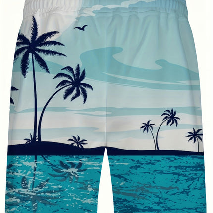 Mens Shorts Adjustable Drawstring Waistband Shorts for Summer Vacations, Beach Activities