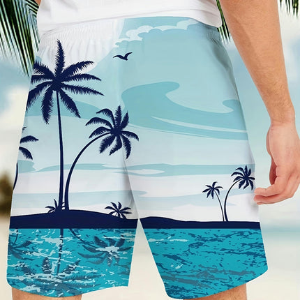 Mens Shorts Adjustable Drawstring Waistband Shorts for Summer Vacations, Beach Activities
