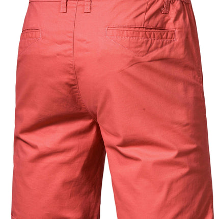 Men's Classic Cotton Chino Shorts-Easy-Care, Breathable with Elastic Waist, and Slant Pockets