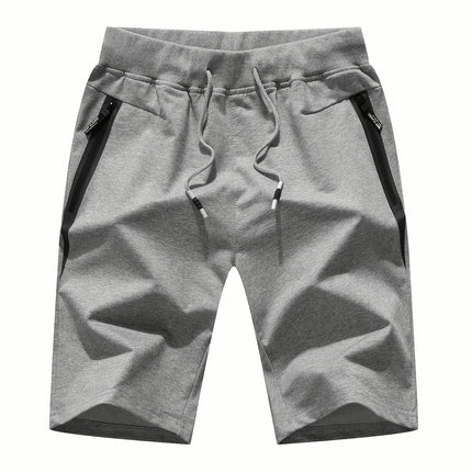 Men's Shorts, Casual Slightly Stretch Elastic Waist Drawstring Shorts For Summer Gym Workout