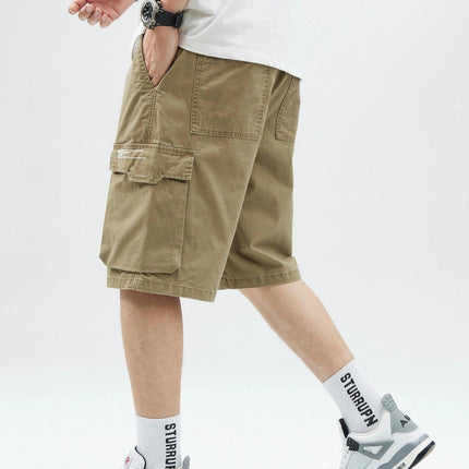 Men's Casual Summer Loose Fit Denim Shorts With Drawstring, Knee-Length Jorts With Pockets