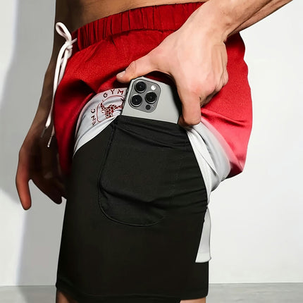 3D Digital Printing Men's Shorts Double Layer Anti-exposure Fitness Sports Quick-drying Shorts