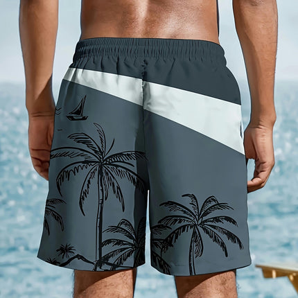 Coconut Tree Shorts - Men's Shorts Summer Beach Pants  Swim Shorts with Pockets