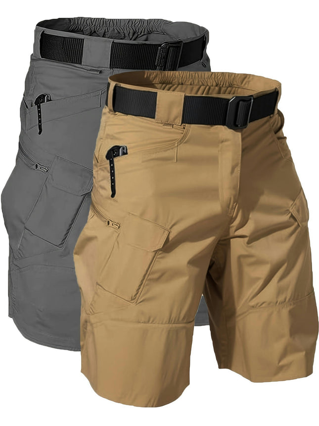 2 Pack Multi-Pocket Tactical Cargo Shorts For Men Work Shorts With Waistband And Zipper