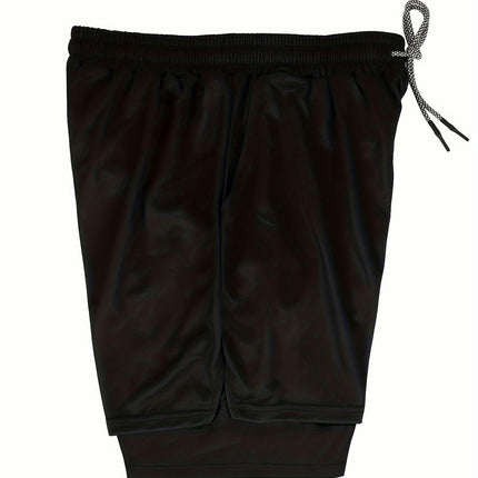 Cross Print Shorts Summer Double Layer Beach Pants Men's 2 In 1 Athletic Gym Shorts