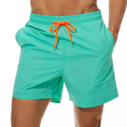 Men's Shorts With Drawstring In Solid Color, Swim Trunks For Summer Beach, Pool And Vacation